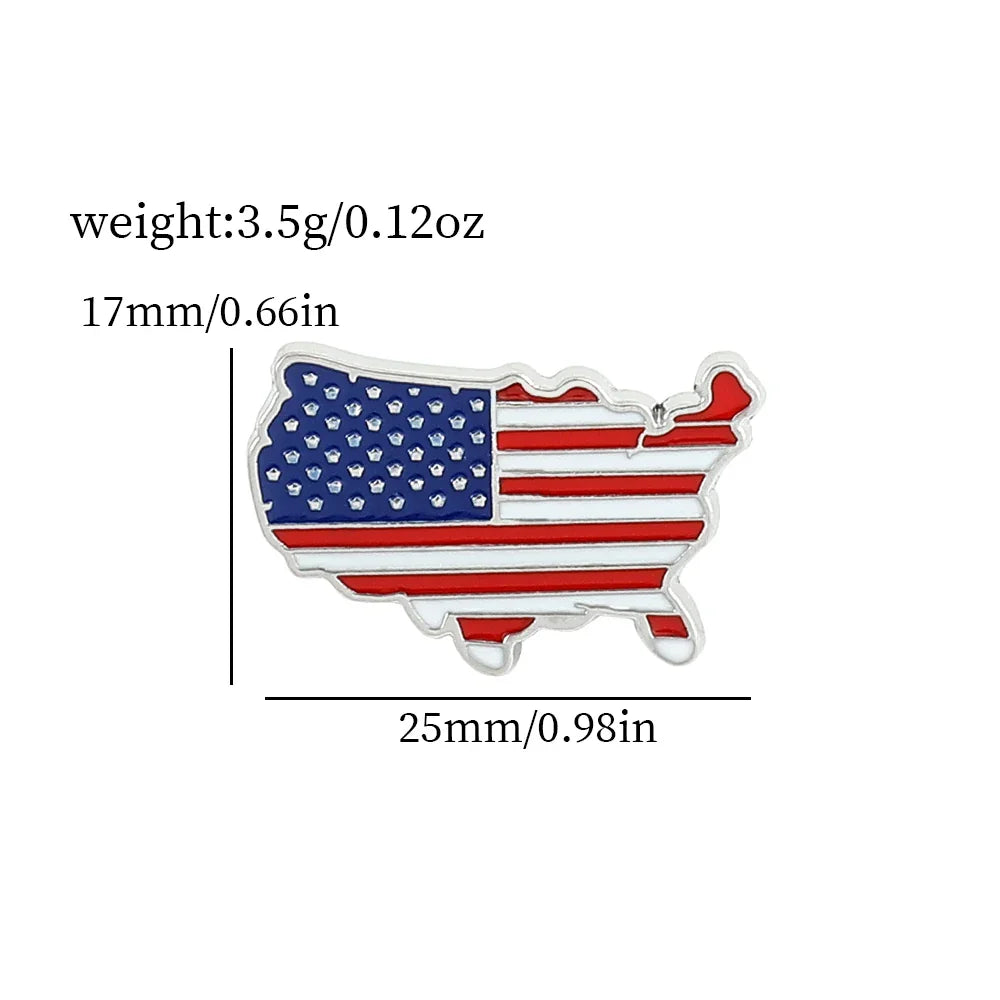 USA Flag Lapel Pin – Cute Coat of Arms & American Map Brooch, National Emblem Button Badge