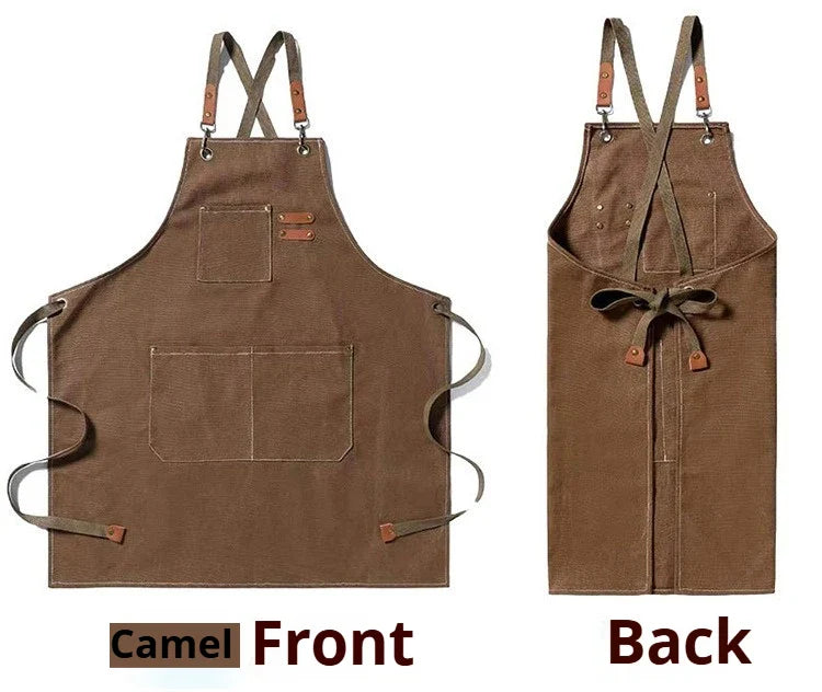 New Fashion Canvas Kitchen Apron – Unisex Chef Work Apron for Grill, Restaurant, Bar, Shop, Cafes, and Beauty Nail Studios