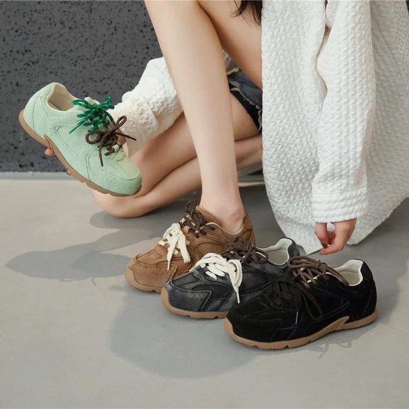 AIYUQI Women’s Sneakers 2025 — Non-Slip Leather Running & Training Shoes, Flat Large-Size Sports Shoes