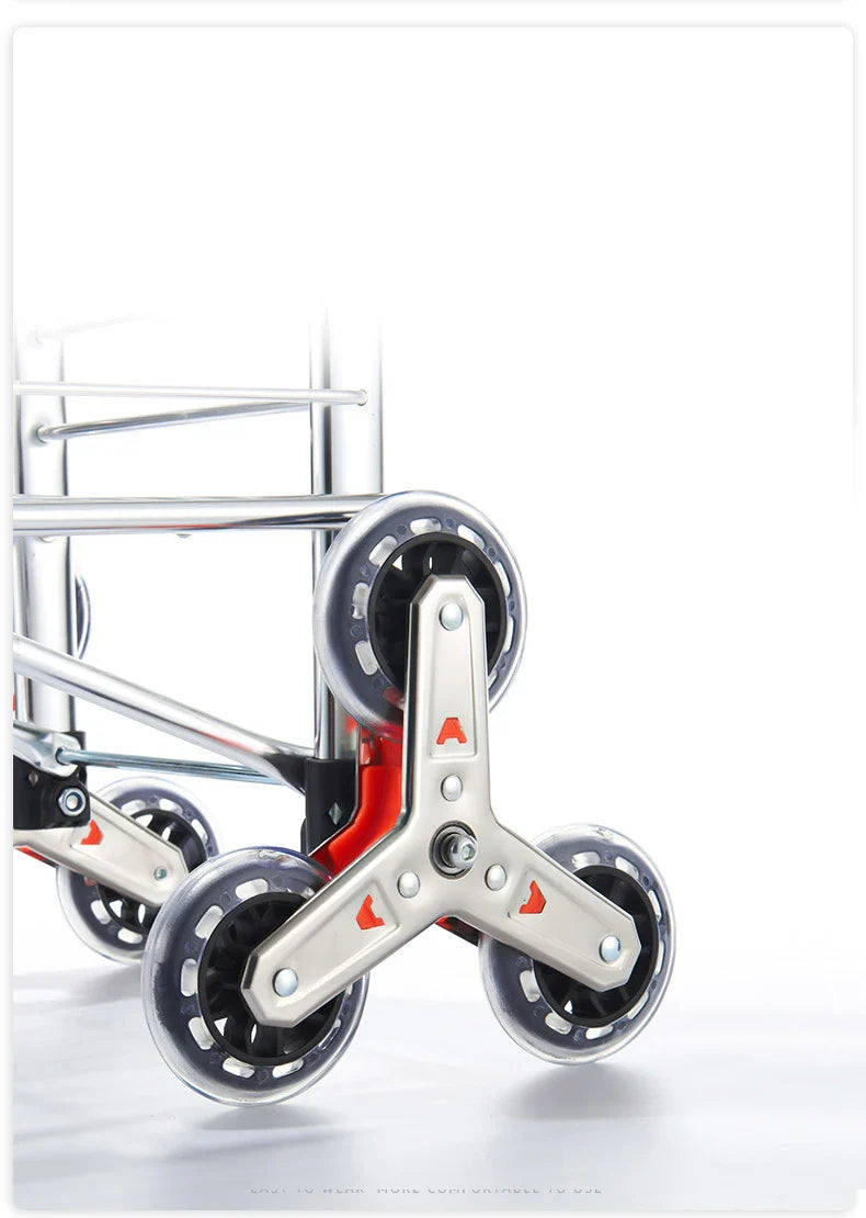 Aluminum Alloy Folding Grocery Cart – Portable Lightweight Shopping Trolley with Step Climbing for Supermarket & Food