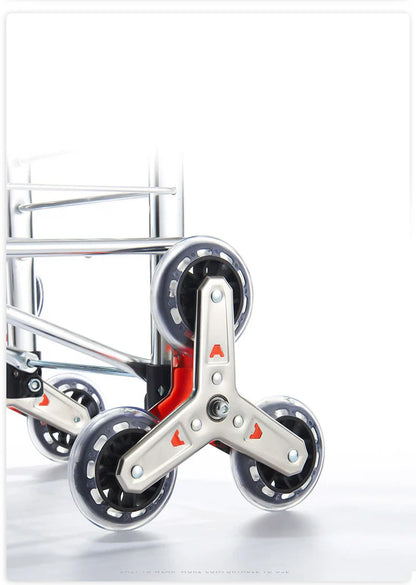 Aluminum Alloy Folding Grocery Cart – Portable Lightweight Shopping Trolley with Step Climbing for Supermarket & Food