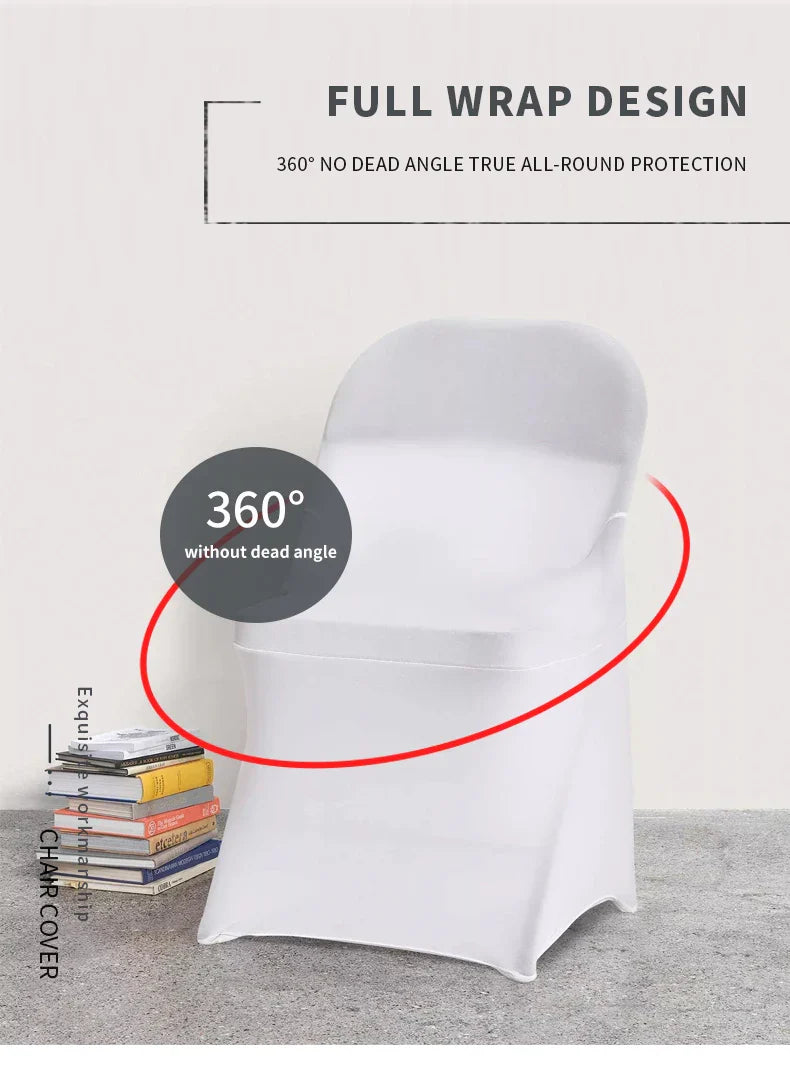READOR White Spandex Chair Covers – 30/50/100Pcs Stretch Slipcovers for Wedding, Party & Banquet Folding Chairs