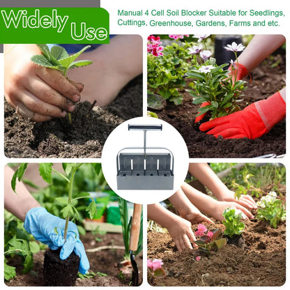 Handheld Seedling Soil Block Maker – 2 Inch Soil Blocking Tool for Greenhouse and Garden Seedlings