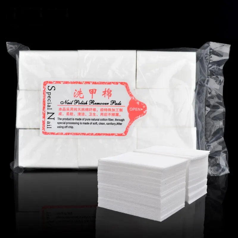 100–1000PCS Lint-Free Cotton Pads – Professional Nail Wipes for Gel Polish Removal & Nail Art Cleaning