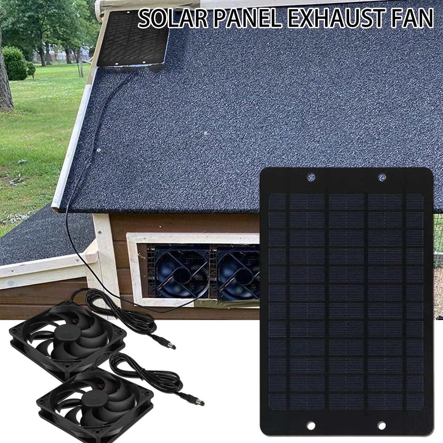 6-Inch 12V Solar Exhaust Fan – Mini Ventilator Air Extractor for Dog House, Chicken Coop, RV, Greenhouse
