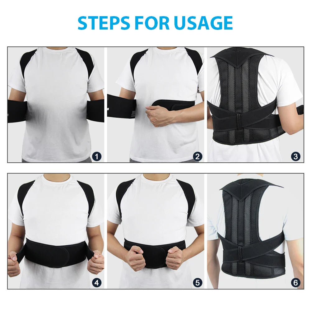 Adjustable Back Brace Posture Corrector Belt – Lumbar & Shoulder Support for Men & Women to Improve Scoliosis