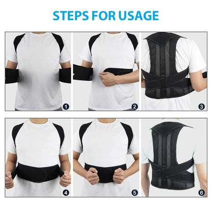 Adjustable Back Brace Posture Corrector Belt – Lumbar & Shoulder Support for Men & Women to Improve Scoliosis