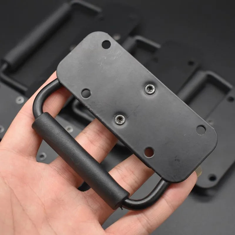 Iron Spring Handle | Black Folding Handle for Luggage, Tool Boxes, Industrial Equipment, and Cabinets