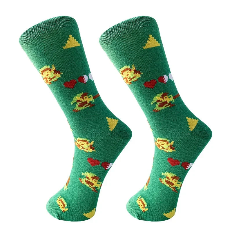 Zelda: Tears of the Kingdom Anime Socks – Men’s Cartoon Hip Hop Cotton Cosplay Long Casual Socks Xmas Gift