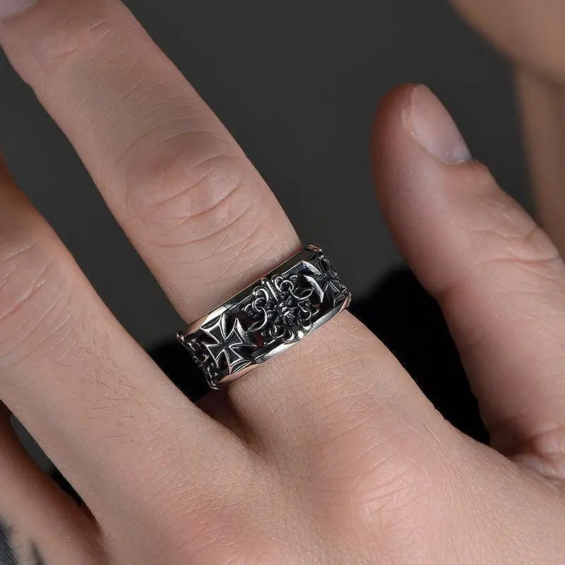 New Retro Cross Hip-Hop Punk Style Opening Ring for Men