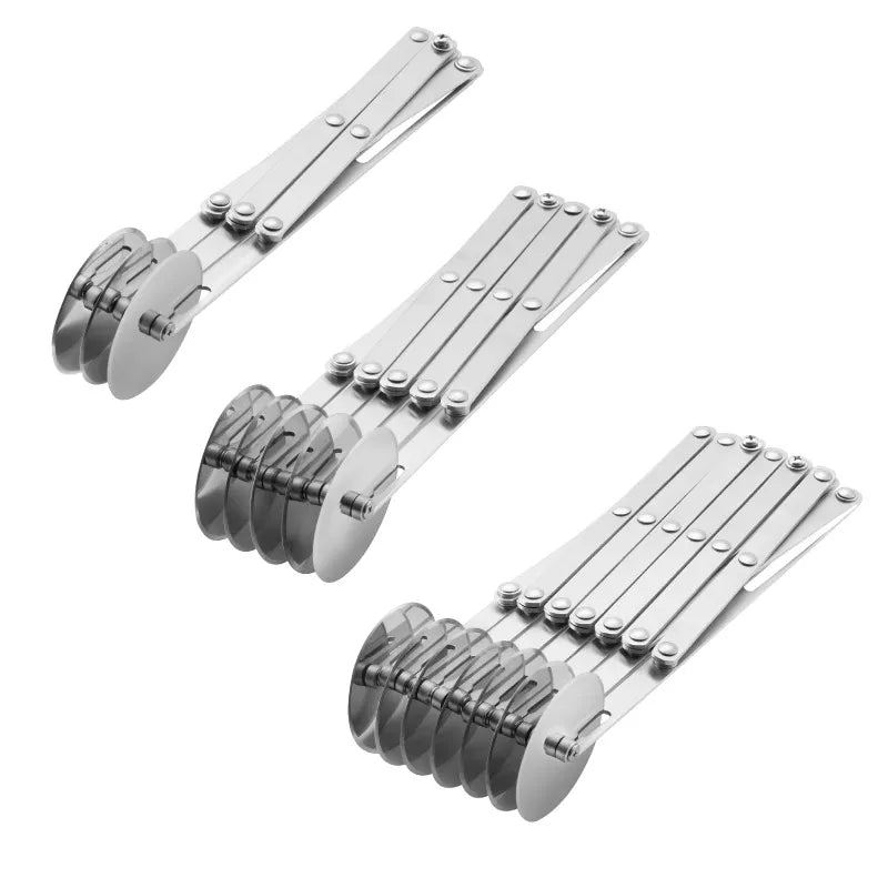 3/5/7 Wheel Cutter Dough Divider - Stainless Steel Dough Knife with Flexible Roller Blade - Pizza and Pastry Peeler - Baking Pan Tool