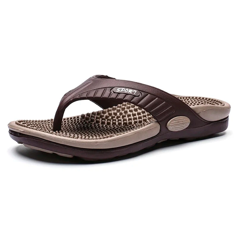 Men's Massage Flip Flops – Breathable Summer Beach Sandals, Luxury Comfort Slippers, Plus Size 46