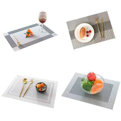 4/6Pcs Table Mat Set | Non-Slip Bowl Pad Coaster Set | Washable PVC Dining Table Placemats | Modern Home Decoration Accessories