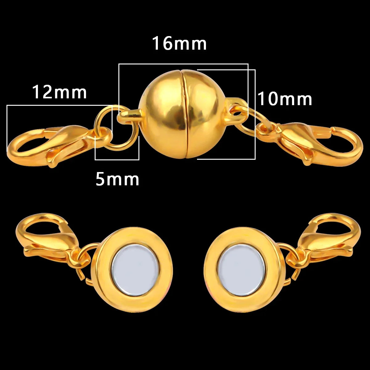 Magnetic Jewelry Clasp - Strong Metal End Connectors with Lobster Clasp for DIY Bracelets & Necklaces
