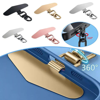 Upgraded 360° Rotatable Stainless Steel Phone Tether Tab - Metal Patch Gasket & Cellphone Lanyard Safety Connector Piece