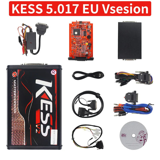 Online Unlimited KESS 2.80 EU Red & KTAG V7.020 OBD2 ECU Chip Tuning Tools – 4 LED Programmer with Version 5.017 Software
