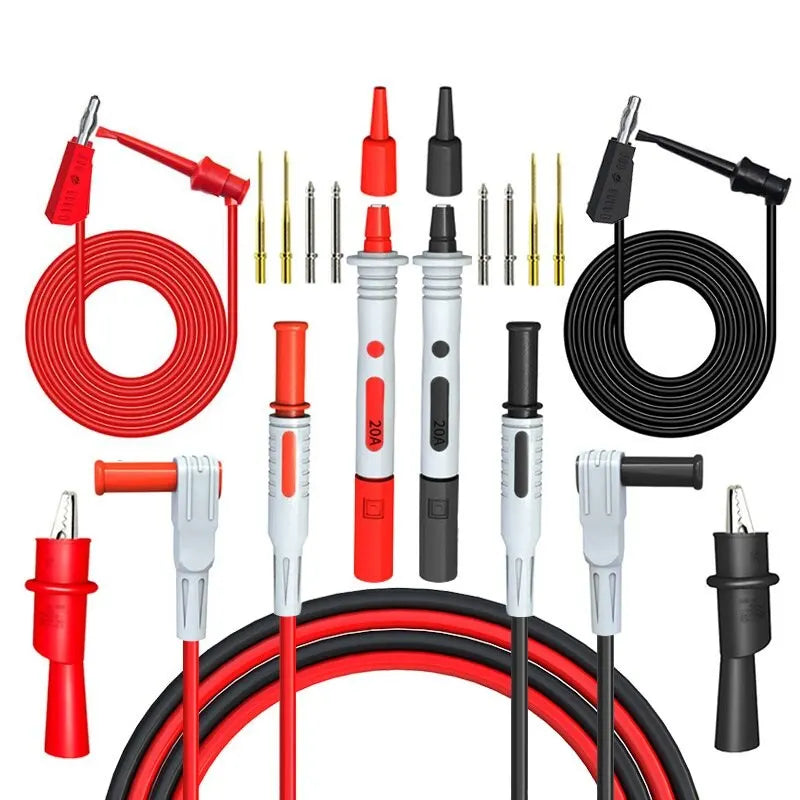 P1308B 18PCS Test Lead Kit – 4mm Banana Plug to Test Hook Cable with Multimeter Probes & Alligator Clips