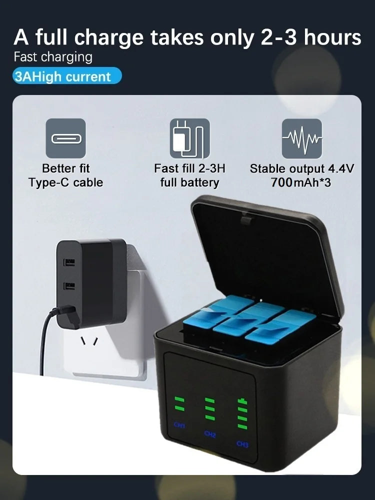 2000mAh Rechargeable Battery for GoPro Hero 11/10/9 — Li-ion Camera Battery Pack