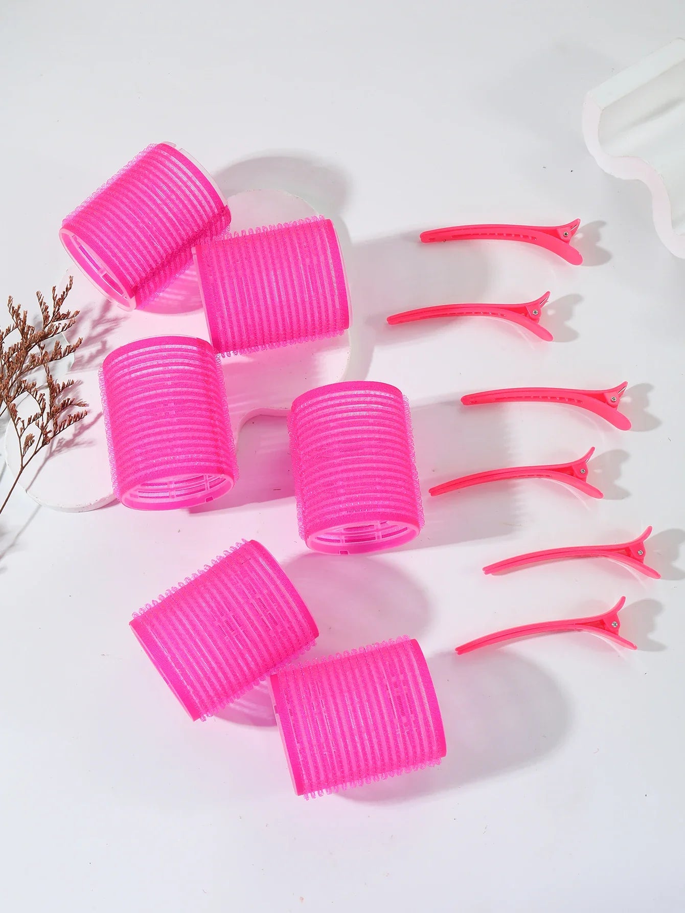 12pcs Air Bar Curling Iron Tube Set – Self-Adhesive Hair Rollers & Bangs Clips for Styling Real Hair & Wigs