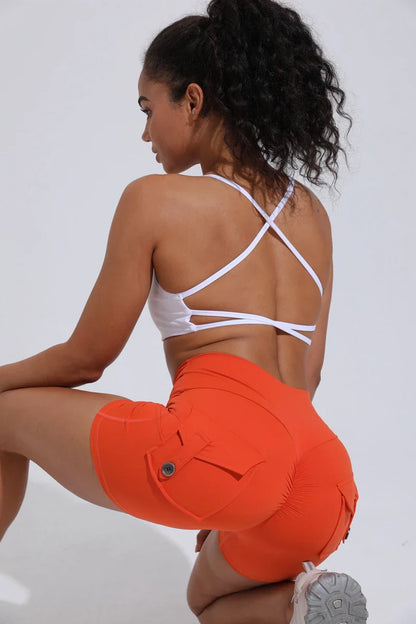 QINACTIVE Women’s Yoga Shorts — High Waist Scrunched Butt Pocket Push-Up Gym Leggings & Sexy Booty Fitness Tights