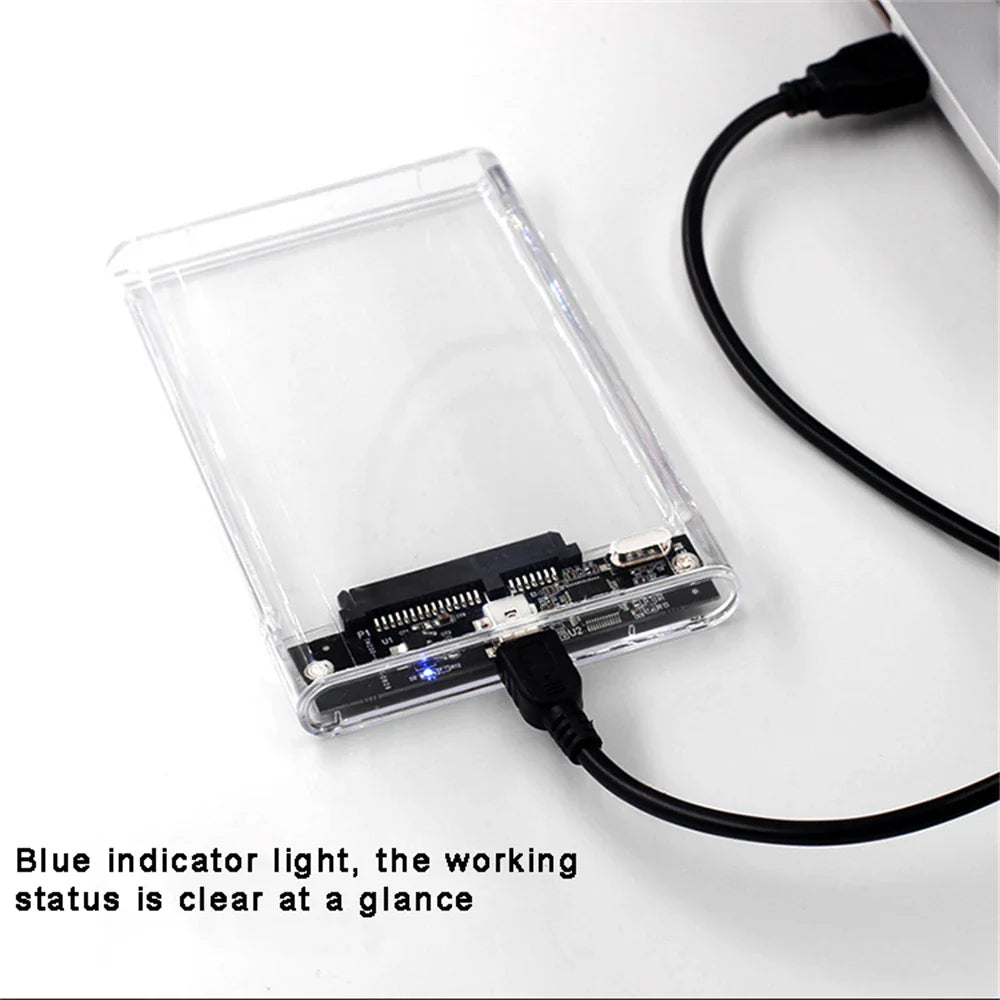 USB 3.0 2.5 Inch HDD Enclosure - SATA SSD Hard Drive Case with 5Gbps Transfer Speed, External Housing with Cable