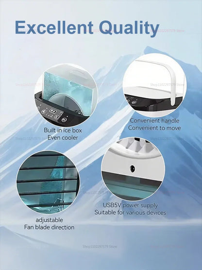 Portable Mini Desktop Air Cooler Fan – Silent USB-Powered Fan with Spray Humidifier for Cooling and Moisturizing Home or Office