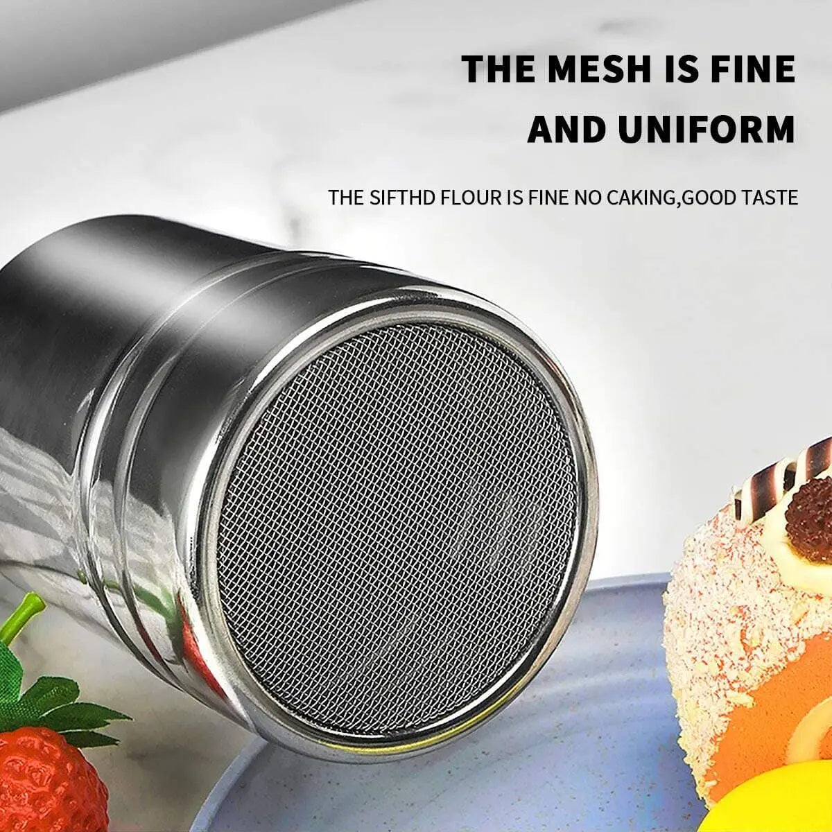 Silver Stainless Steel Mesh Shaker – Dusting Spice Jar for Salt, Sugar, Pepper, Cocoa & Icing Powder