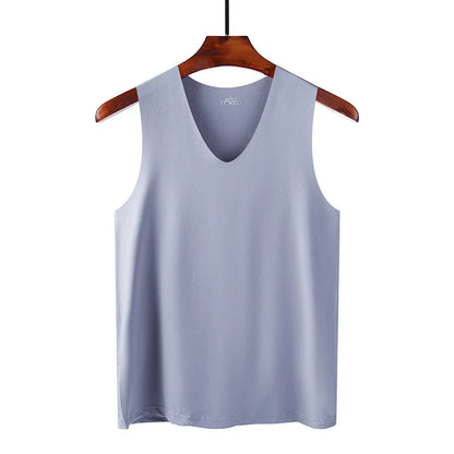 Men’s Silk Tank Top – Seamless Sleeveless Sport Vest, Plain Casual Summer Undershirt for Gym & Everyday Wear