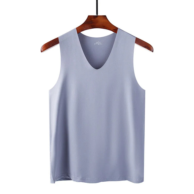 Men’s Silk Seamless Tank Top – Sleeveless Sport Vest Casual Gym Undershirt for Summer Comfort Wear