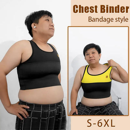 Quick-Dry Pullover Chest Binder – Sports Wear Short Vest Corset with Full Bandage Support, Plus Size