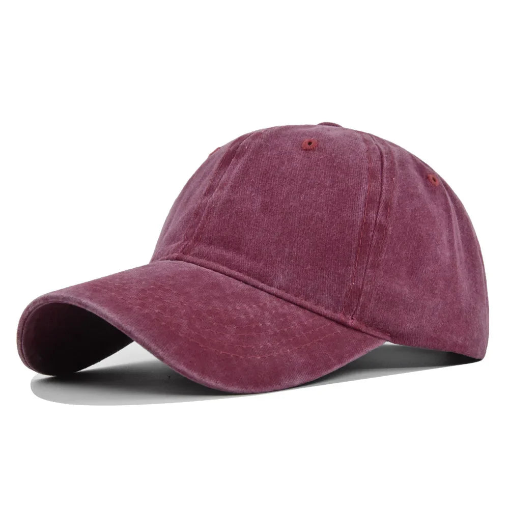 Baseball Snapback Cap – Pure Color Cowboy Hat, Water-Washed Hip Hop Fitted Cap for Men & Women, Spring & Autumn
