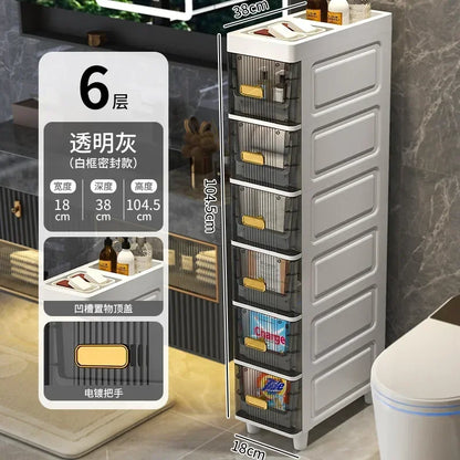 Transparent Bathroom Storage Cabinet – Luxury Visible Light Floor-Mounted Dustproof Narrow Organizer