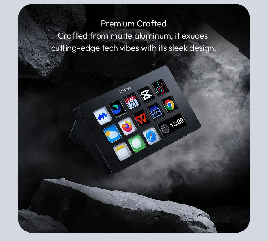 Ulanzi D200 Live Streaming Controller – 13 LCD Keys for Vlog, Content Creation, Photo & Video Editing, Gaming, Office Work