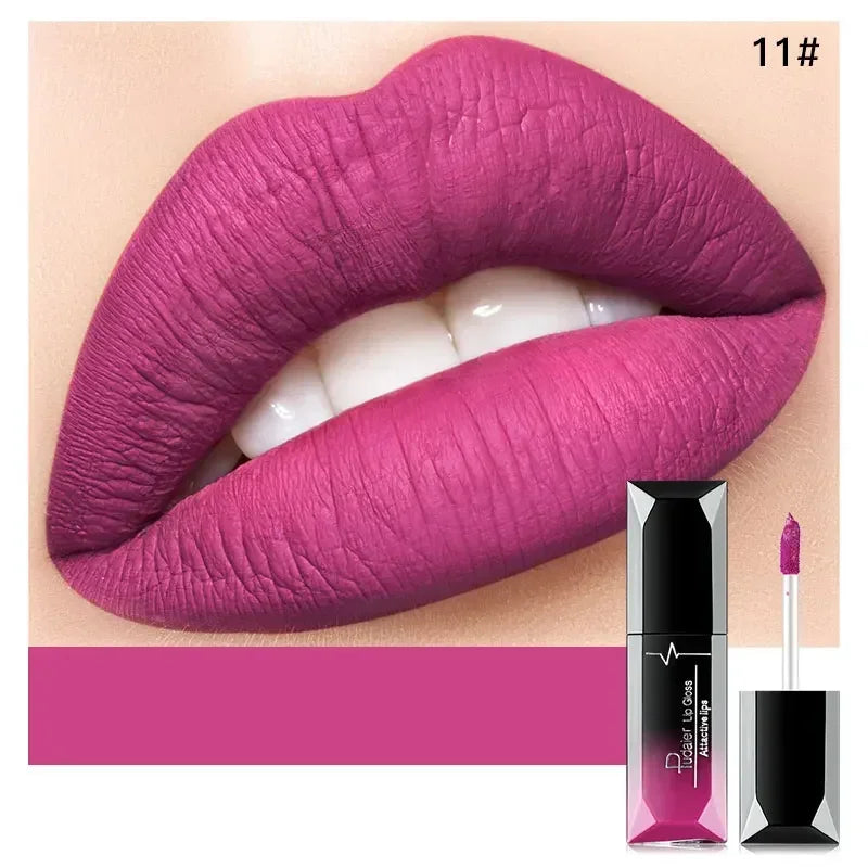 Pudaier Waterproof Matte Lip Gloss – Liquid Lipstick in Nude, Purple, Black Rose Shades