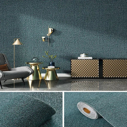 Linen 3D Foam Self-Adhesive PVC Wallpaper - Solid Color, Thickened Waterproof Wall Stickers for Home Renovation & Decor