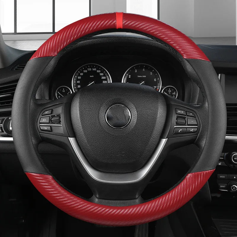 Fashion Universal Car Steering Wheel Cover — Breathable, Anti-Slip, 37-38cm Car Accessory
