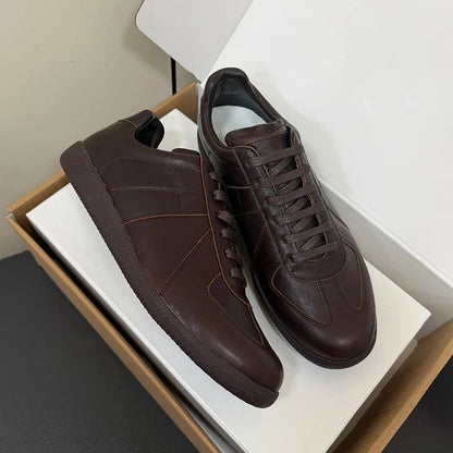 Unisex Patchwork Suede Sneakers - Vintage German Army Trainer Casual Shoes
