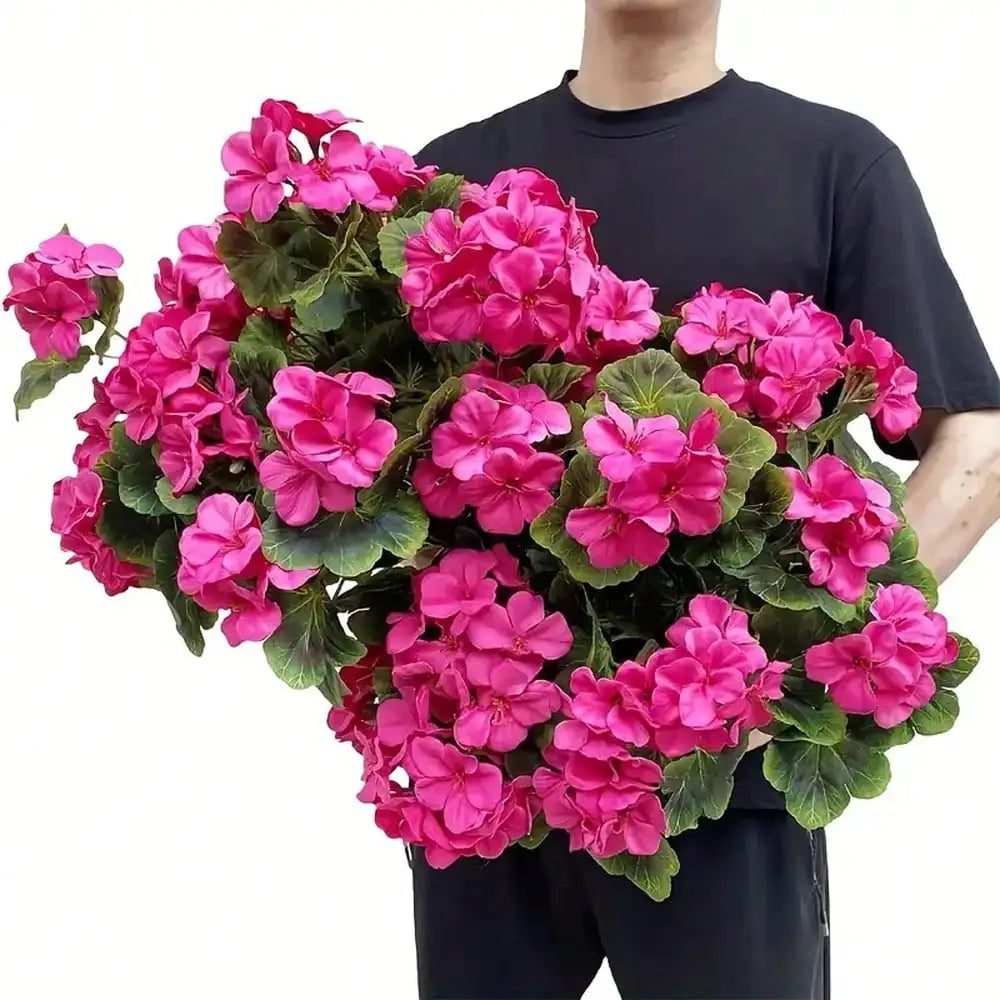 Bright Red Artificial Flowers – UV-Resistant Decor for Indoor & Outdoor Use, Garden, Porch, Window & Vase Centerpieces (1/2/4 Pack)