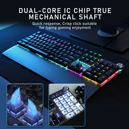 AULA F2088 Mechanical Gaming Keyboard – 104 Keys, Anti-Ghosting, Brown/Blue Switch, Wired RGB Backlit for PC & Laptop