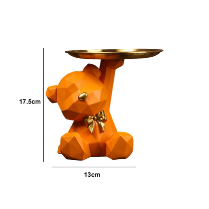 Geometric Bear Key Holder – Resin Figurine for Desk & Entrance Decoration