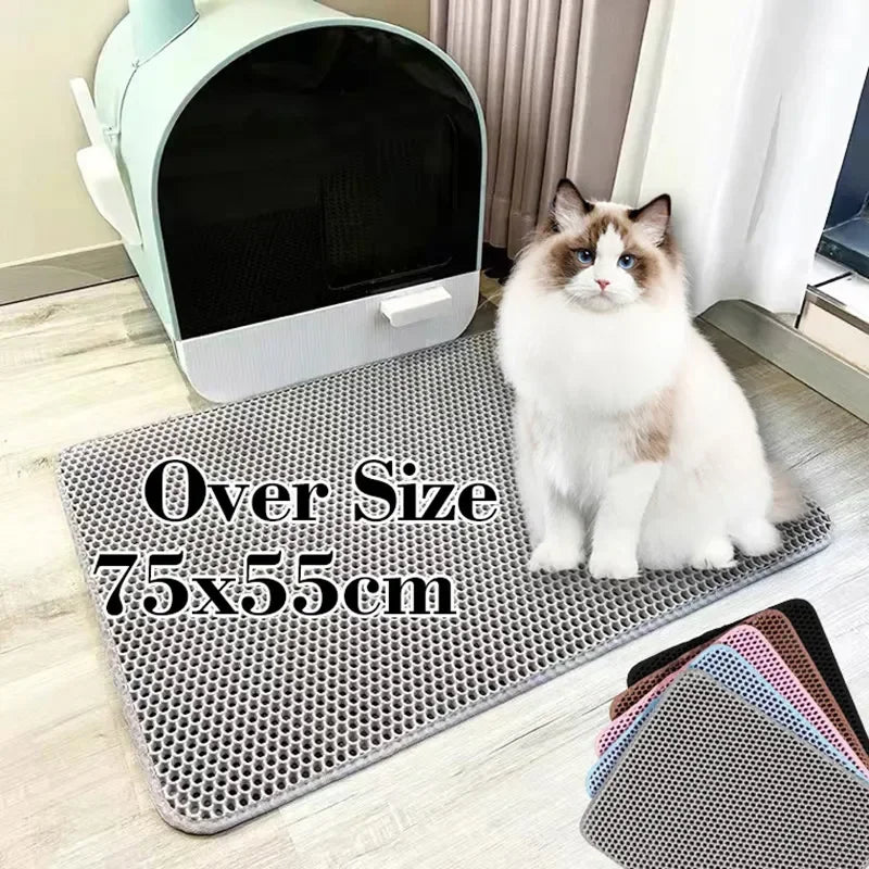 Double Layer Waterproof Pet Cat Litter Mat: Non-Slip Sand Pad for Litter Box - Washable Bed Mat for Clean and Hygienic Cat Care