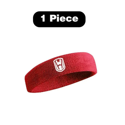 WOSWEIR Cotton Sports Headband - Elastic Sweatband for Basketball, Gym, Tennis & Fitness Activities