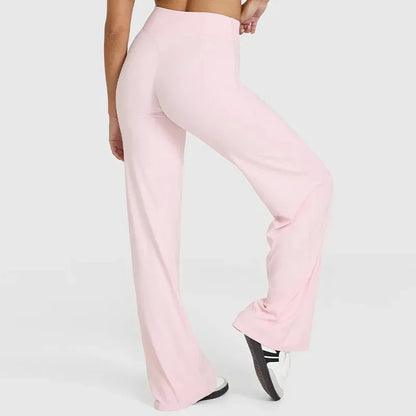 Women’s Ultra Soft Butter Yoga Pants – Mid Waist Straight Leg Sports Trousers for Gym, Pilates & Running