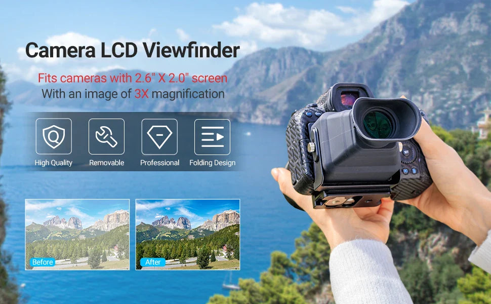 JJC 3X LCD Viewfinder Extender – Collapsible Eyecup for 3.0" Screen, Compatible with Nikon Z30, Sony ZV-1, RX100 & Canon G7X