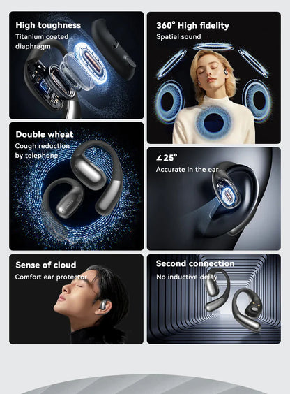 ERAZER XF31 AI Translator Earphones - Bluetooth Translation Earbuds, Sleep ASMR Headset, DIY APP, Wireless Open-Back Headphones