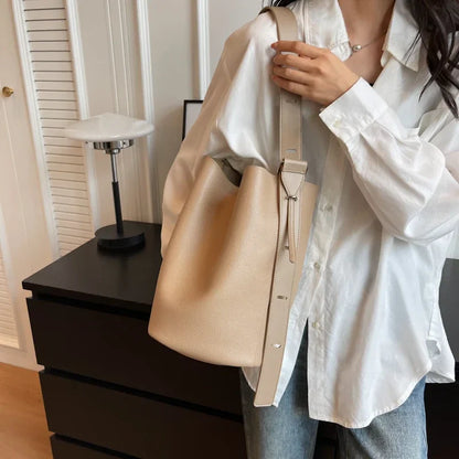 LEFTSIDE Retro Small Solid Color Leather Shoulder Bag – 2025 Korean Designer Handbag for Women