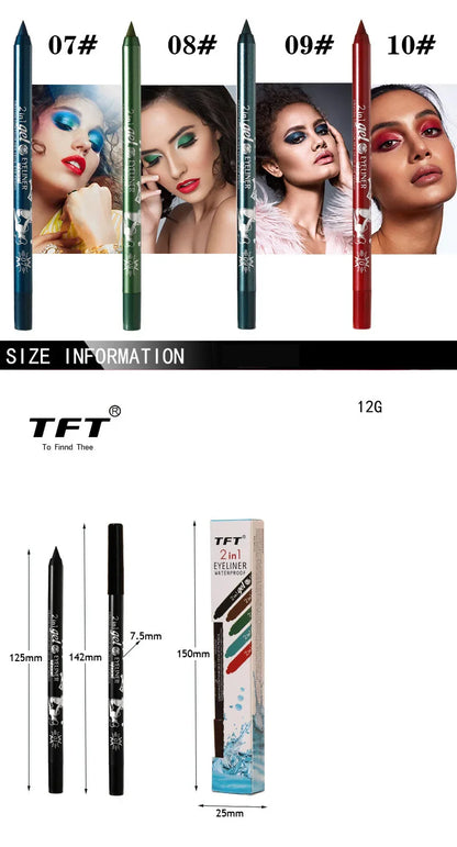 Waterproof Long-Lasting Eyeliner Pencil – Colorful Gel Eye Liner Pen in Blue, Black & White for Makeup and Beauty
