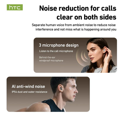 HTC NE79 TWS Bluetooth Earbuds - AI Translator Wireless Headphones with Noise Cancellation