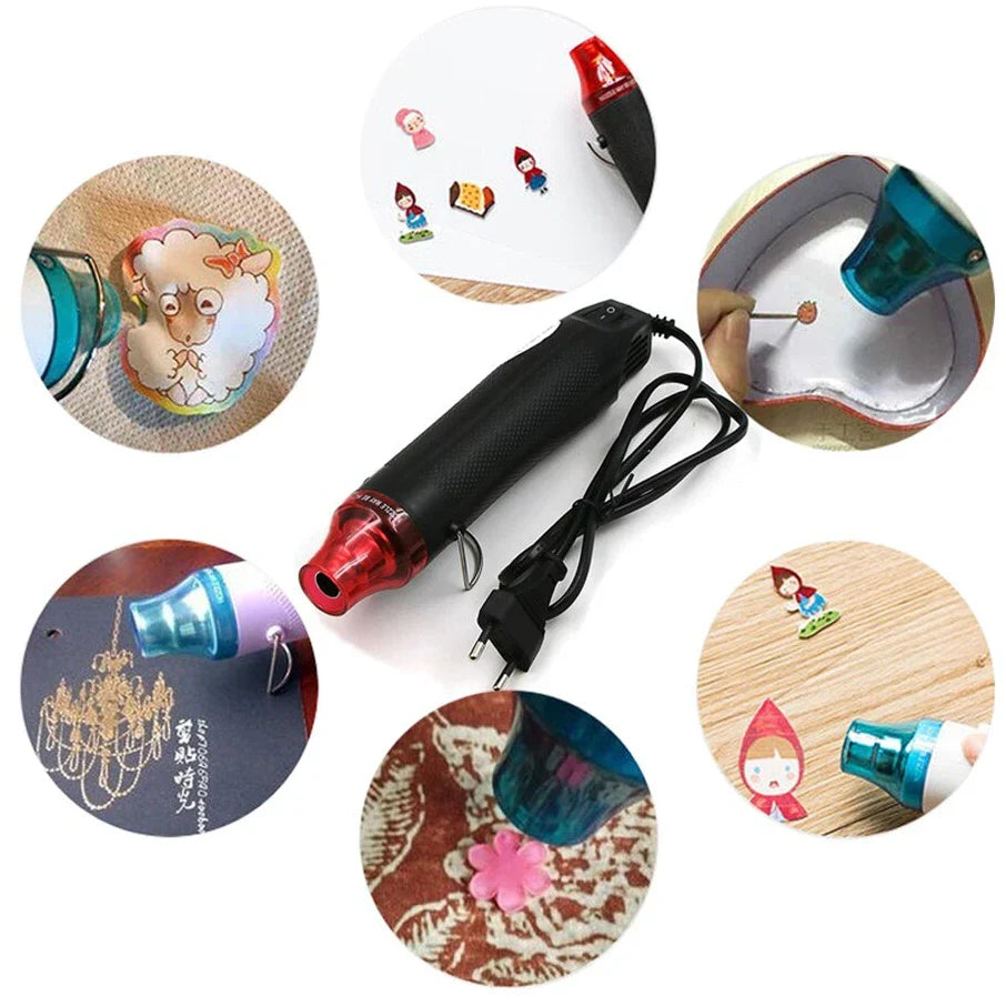 220/110V Hot Air Gun DIY Tool - Mini Soldering Blower with Temperature Control, Shrink and Supporting Seat for Crafts