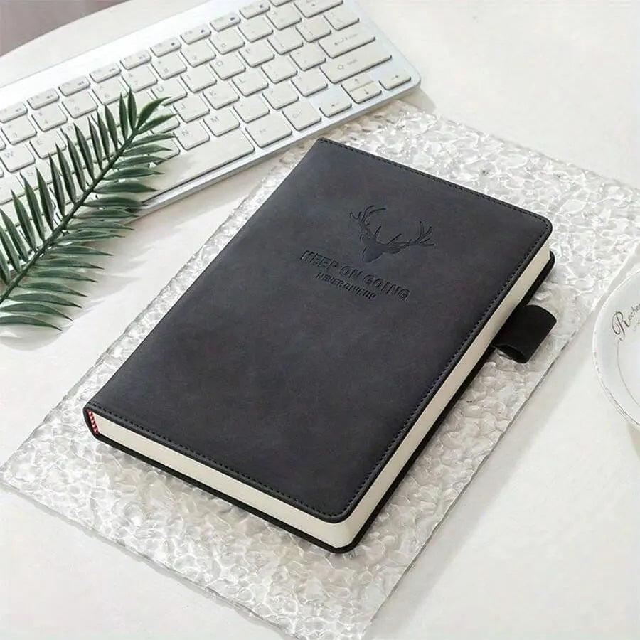 A5 Thickened Deer Head Notebook – Business PU Soft Leather Notepad with Horizontal Lines, School & Office Stationery Supplies